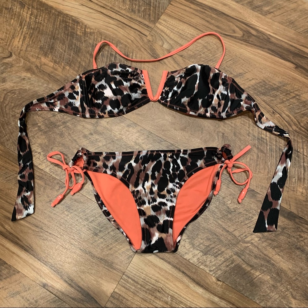 Leopard print halter bikini
